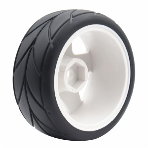 65mm 4PCS 1/10 RC On-Road tires and Hard Plastic wheels set Hex 12mm For WRC Drift Car Conversion 1/10 RC On-Road Car Traxxas Tamiya FW06 TT02 HPI HSP 94122 Kyosho W36 (White) - color: White