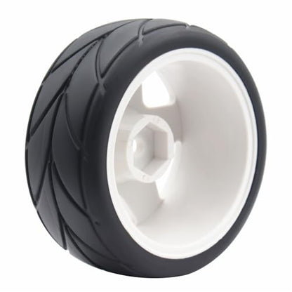 65mm 4PCS 1/10 RC On-Road tires and Hard Plastic wheels set Hex 12mm For WRC Drift Car Conversion 1/10 RC On-Road Car Traxxas Tamiya FW06 TT02 HPI HSP 94122 Kyosho W36 (White) - color: White