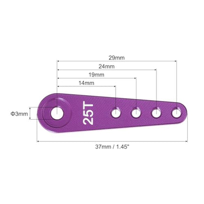 MECCANIXITY 5 Pcs Aluminum Servo Horn Long 25T Steering Arm 37mm Length Purple Suitable for DIY RC Car/Boat/AirplanesBoat Model Accessories - color: Purple