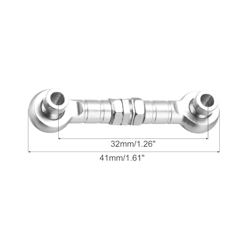 MECCANIXITY 4pcs Steering Servo Turnbuckle Rod RC Aluminum Alloy Linkages for HSP 1/10 94123 On-Road RC Car(White) - color: White, size: 32mm