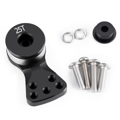 Aluminum Alloy 25T Servo Saver 5 Holes Adjustable Hi-Torque Servo Saver Horn 25T Compatible with Futaba Tamiya Servos 1/10 RC Car Crawler SCX10 Capra TRX4 TRX6 RC Boat Parts (Black-L) - color: Black-l