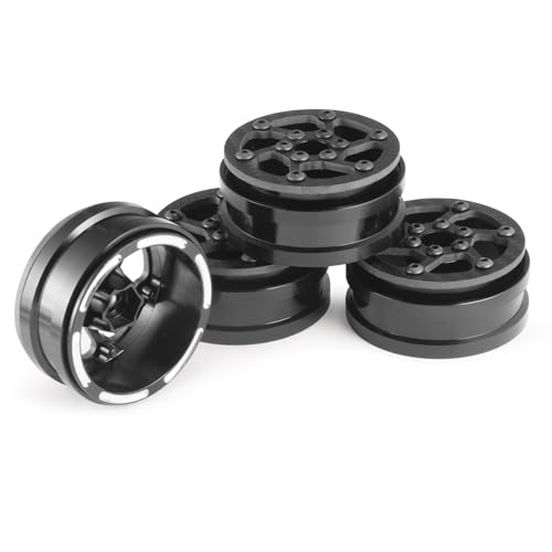 Beadlock Wheel Rims 4PCS 1.9" Upgraded Carbon Fiber Aluminum Wheel Hub Compatible with 1/10 RC Crawler Gen8 TRX-4 Axial VS4-10 Capra SCX10 RC Car Accessories (Patten F) - color: Patten F