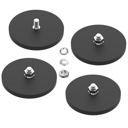 4Pack Mounting Magnets, 130LBS Rubber Coated Neodymium Magnets with M8 Threaded Studs, Non-Slip Strong Mounting Magnet for Led Lighting Bar, Neodymium Magnet Base for Signal Lighting - size: M8/4-pack 130lbs