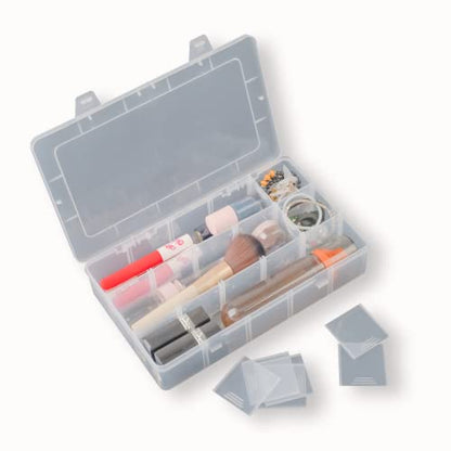 2 Pack Plastic Small Crafts Storage Boxes with Adjustable Dividers (15 Grid) - size: 15 Grid