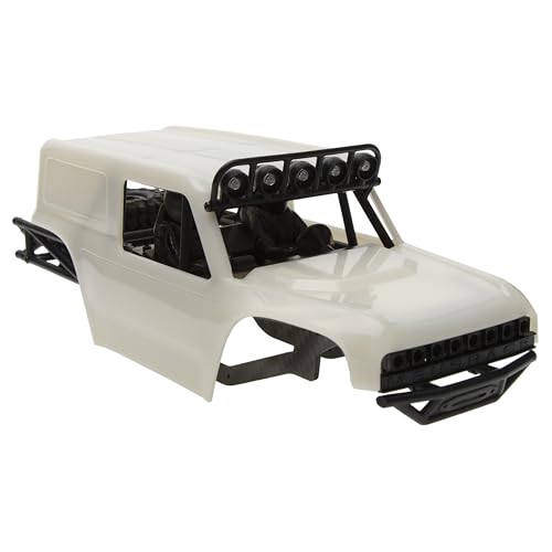 MEUS RACING MB24 SCX24 Body 5.2in 132MM Body Shell ABS+Nylon Carbon Fiber Chassis for 1/24 Axial SCX24 Bronco JLU B-17 C10-(Primary Color) - color: White