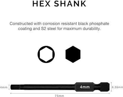 NEIKO 01148A Hex Allen Power Bit Set, 11-Piece Metric Sizes 1.5mm to 8mm | Magnetic Head Bits 3 Quick Release Shanks Premium S2 Steel Compatible with Drills and Impact Drivers - size: Hex Bit, style: Metric