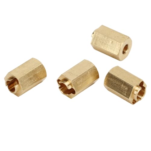 7mm Brass Wheel Spacers for 1/18 RC Crawlers – Weighted Hex Hub Extenders with Cross Wrench, Low CG Upgrade Kit (Gold, 4-Pack)