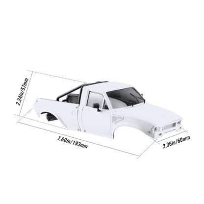 Hard Pickup Body Shell with Bed Rack for 1/24 SCX24 RC Crawler | With dual interchangeable grilles, magnetic flip-up design easy maintenance - color: White