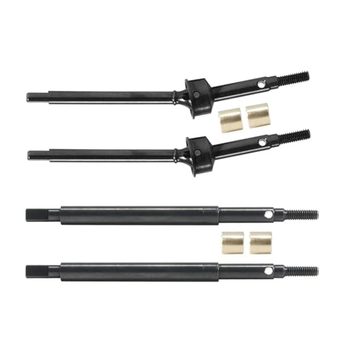 Steel Front Rear Axle Shafts 5mm Extended +2mm Thread Longer Driveshaft for 1/18 RC Crawler Car TRX4M Upgrade Parts (Black) - color: Black