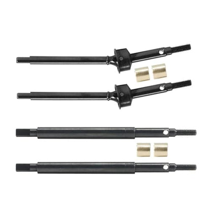 Steel Front Rear Axle Shafts 5mm Extended +2mm Thread Longer Driveshaft for 1/18 RC Crawler Car TRX4M Upgrade Parts (Black) - color: Black