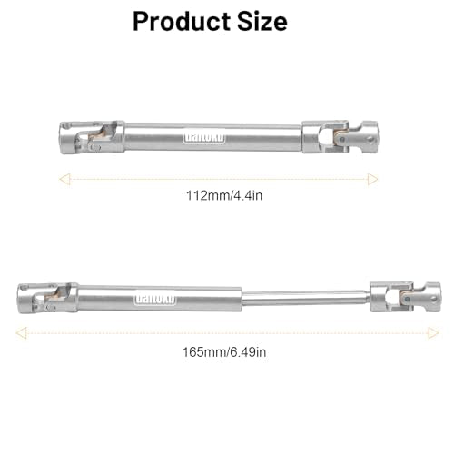 daitoku Stainless Steel Drive Shaft (112-165mm) for 1/10 Traxxas TRX6 Axial SCX10 Wraith Capra D90 TF2 Redcat GEN8 RC Crawler Car (2PCS)