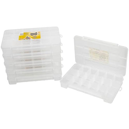 Akro-Mils 05905 Plastic Portable Parts Storage Case for Hardware and Crafts with Hinged Lid and 5 Adjustable Dividers, (14-3/8-Inch x 9-1/2-Inch x 2-1/2-Inch), Large, Clear, 6-Pack - size: Large, style: 6-Pack