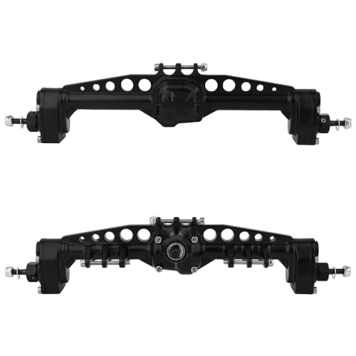 CNC Metal Front and Rear Portal Axles for 1/10 RC Crawler Car Axial SCX10 III AXI03006 AXI03007 Wrangler JL AR45 Axle Upgrade Part (Black) - color: Black