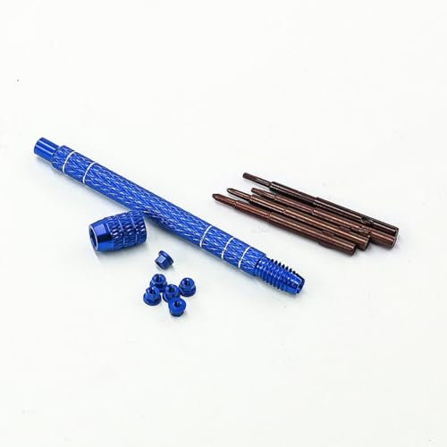 1/30 RC Screwdrivers Set H1.3 Hex T4 Plum Phillips 1.5mm 2.0mm Precision Bits With M2 Nuts Screw Driver Repair Tool Kit For 1:30 1:32 Crawler Car Axial SCX30 0.7" Tires Wheels (Blue) - color: Blue