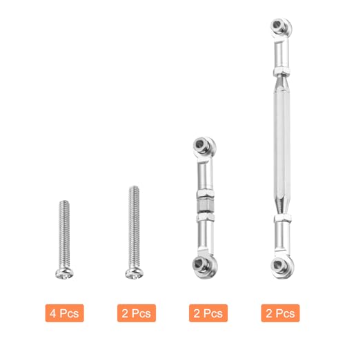 MECCANIXITY 2 Sets Adjustable Turnbuckles Camber Link Linkages Aluminum Alloy Upgrade Parts RC Car Steering Pull Rod Servo Linkages Tie Rod for MN 1:12 D90 RC Car Crawler,Silver - color: Silver