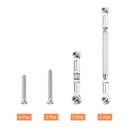 MECCANIXITY 2 Sets Adjustable Turnbuckles Camber Link Linkages Aluminum Alloy Upgrade Parts RC Car Steering Pull Rod Servo Linkages Tie Rod for MN 1:12 D90 RC Car Crawler,Silver - color: Silver