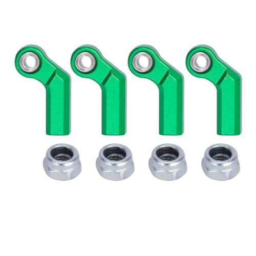 1/10 RC Crawler Rod Ends,4pcs M4 Aluminum Chassis Link Steering Rod Straight Rod Ends/Bend Rod Ends for 1/10 RC Crawler SCX10 TRX4 Capra VS4-10 Wraith (Bend 7mm Green) - color: Bend 7mm Green