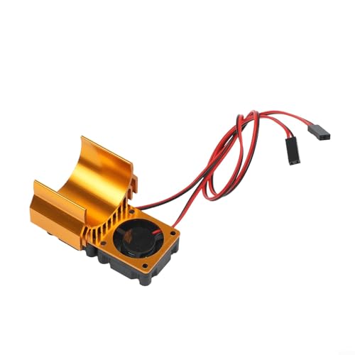Aluminum RC Motor Heat Sink with Dual 30mm Cooling Fans 1: 10 Cars Compatible Having 540 550 Brushed 3650 3660 Brushless Motors Red(Gold) - color: Gold