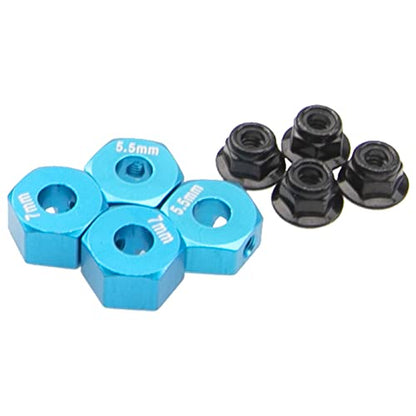ShareGoo Aluminum 12mm Hex Wheel Hubs Hex Adapter & Flanged Lock Nuts Compatible with Traxxas 2WD Slash Rustler Stampede 1/10 RC Car (Sky Blue) - color: Sky Blue