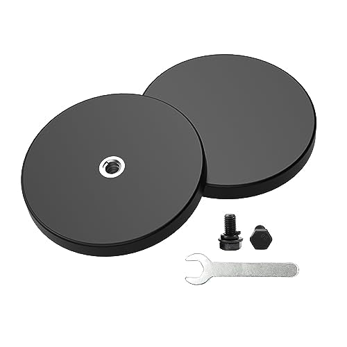 Magnetpro 2 Pieces Strong Rubber Coated Mounting Magnets Anti-Scratch | Magnetic Base Over 65 LB Force with M6 Thread Hole and Bolts - size: 65LB - M6 Female 2P