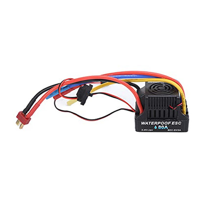 Alomejor Brushless Motor 80A Waterproof Brushless ESC Electronic Speed Controller with Heat Dissipation for 1/8 RC Car