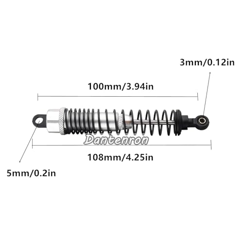 4Pack 1/10 RC Truck Car Adjustable Shock Absorber Damper 108004 Upgrade Parts 108mm Oil 108mm Oil Adjustable Alloy Aluminum Shock For 1:10 HSP 94188 94108 94111 Redcat Volcano (Silvery) - color: Silvery