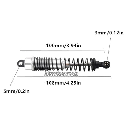 4Pack 1/10 RC Truck Car Adjustable Shock Absorber Damper 108004 Upgrade Parts 108mm Oil 108mm Oil Adjustable Alloy Aluminum Shock For 1:10 HSP 94188 94108 94111 Redcat Volcano (Silvery) - color: Silvery