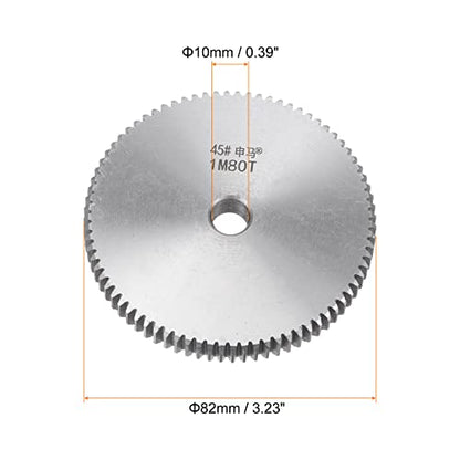 HARFINGTON Straight Spur Gear 10mm Bore 80T Mod-1 Hardened 45# Steel Spur Diff Differential Motor Gear RC Car Replacement Parts - style: 80T