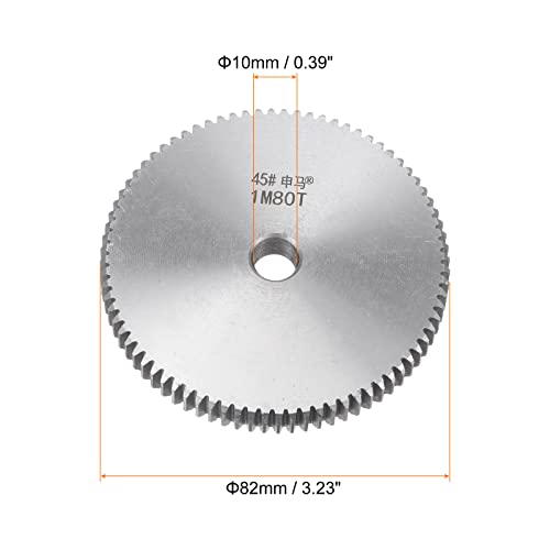 HARFINGTON Straight Spur Gear 10mm Bore 80T Mod-1 Hardened 45# Steel Spur Diff Differential Motor Gear RC Car Replacement Parts - style: 80T
