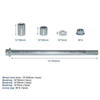 Mokuo 12mm 220mm Front Rear Axle with Bushing 5mm 20mm 30mm Fit for Pit Dirt Bike Moped Scooter QUAD ATV Mini Bike Parts - size: 12-220