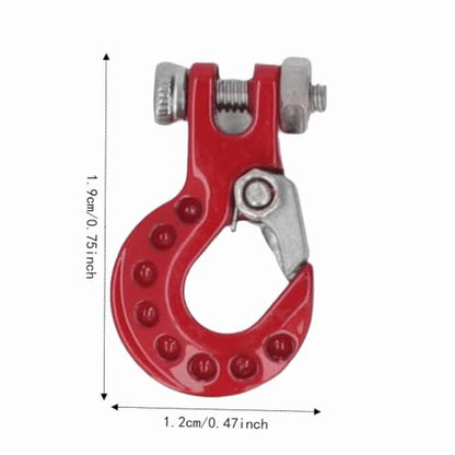 RC Car Tow Hook and Trailer Chain Set, Metal Recovery Style Scale Accessory for 1/10 RC Crawler SCX10 D90 D110 TF2 TRX4 - color: Red