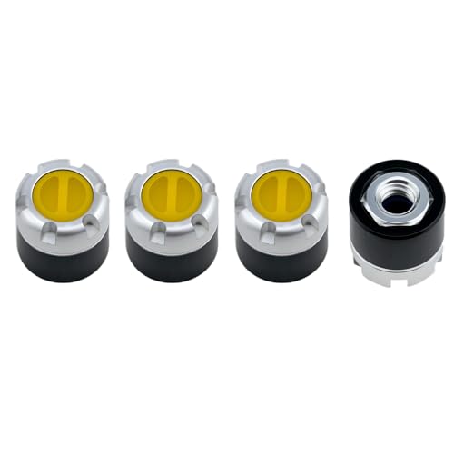 DJX M4 Wheel Nuts Center Locking Hubs Wheel Caps W/Tool for Traxxas TRX4 Axial SCX10 90046 D90 Tamiya Redcat HPI 1/10 RC Crawler Car(Yellow) - color: Yellow