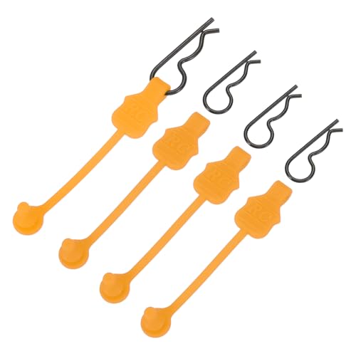 MECCANIXITY 4 Pcs RC Body Clip Retainers, 1.2mm Rod RC Clips Shell Fixed Buckle Lock Springy R Pins Shell Replacement Parts for All 1/8 1/10 Scale Model Car Crawler Truck(Orange/Black) - color: Orange Tab Black Clip