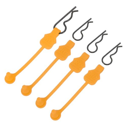 MECCANIXITY 4 Pcs RC Body Clip Retainers, 1.2mm Rod RC Clips Shell Fixed Buckle Lock Springy R Pins Shell Replacement Parts for All 1/8 1/10 Scale Model Car Crawler Truck(Orange/Black) - color: Orange Tab Black Clip