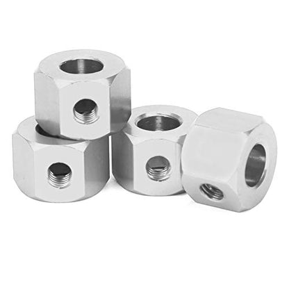 VGEBYRC Hex Extension, 5mm to 12mm Aluminum Alloy Wheel Extension Hex Drive Hub Adapter for RC Car WPL D12 RC Truck(Silver)