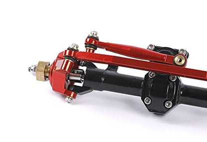 1/24 RC Aluminum Complete Front Axle for Axial SCX24 RC Crawler Upgrades (Black & Red) - color: Black & Red