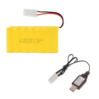 8.4V 1000mAh NI-CD Battery Pack with Standard Tamiya Connector Rechargeable AA Battery for RC Car RC Truck Tank 1 Pack with USB Charger