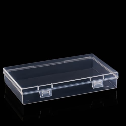 Goodma 6 Pieces Rectangular Empty Mini Clear Plastic Organizer Box | 180 x 110 x 30 mm, Hinged Lids, For Small Items, Craft Projects - size: 180 x 110 x 30 mm