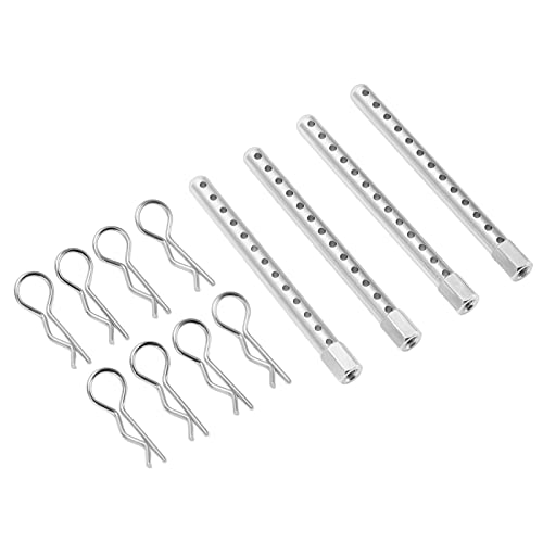 RC Body Post, High Strength Aluminum Alloy Car Shell Column, Adjustable Height Buckle for HSP 1/10 94102 94122 94103 94123 RC Cars Silver - color: Silver