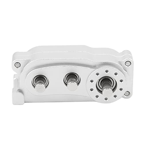 ZAWELYIO 2 Speed Gear Box Transfer Case for Axial SCX10 1/10 Scale Crawlers - 313mm WB CNC Machined with Dual Ratio Output (Silver) - color: Silver