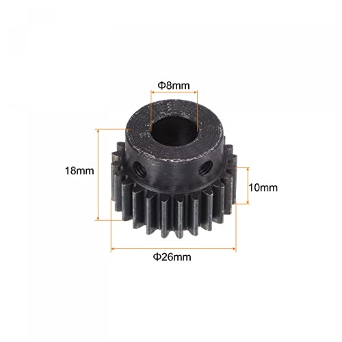 uxcell 1Mod 24T Pinion Gear 8mm Bore Hardened Steel Motor Rack Spur Gear with Step for RC Car Truck Buggy Gear Drive, 2 Set