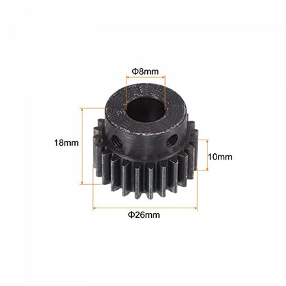 uxcell 1Mod 24T Pinion Gear 8mm Bore Hardened Steel Motor Rack Spur Gear with Step for RC Car Truck Buggy Gear Drive, 2 Set