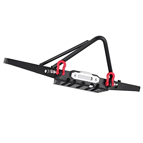 RC Crawler Steel Front Bumper with LED Lights, Heavy Duty RC Car Front Bumper, 1/10 Scale Off Road Bumper for Axial SCX10 90046, Durable Metal Bumper with Easy Installation Kit