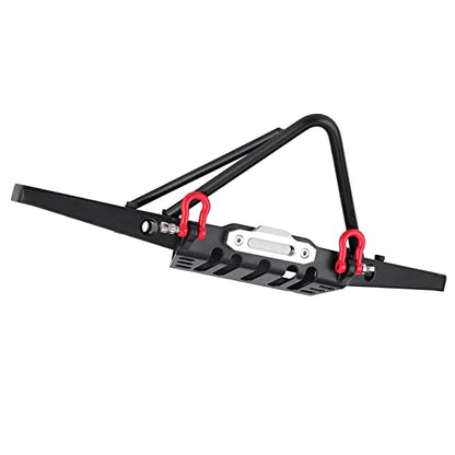 RC Crawler Steel Front Bumper with LED Lights, Heavy Duty RC Car Front Bumper, 1/10 Scale Off Road Bumper for Axial SCX10 90046, Durable Metal Bumper with Easy Installation Kit