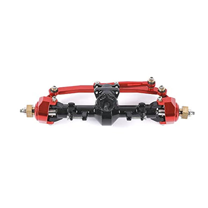 1/24 RC Aluminum Complete Front Axle for Axial SCX24 RC Crawler Upgrades (Black & Red) - color: Black & Red