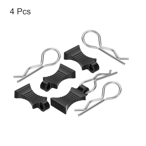 MECCANIXITY 4pcs RC Body Clips with Pull Tabs for 1/8 1/10 Scale Model Truck RC Car Crawler Truck Shell Replacement Parts(Black)