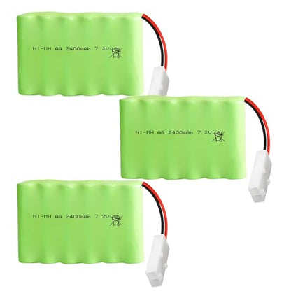 3Pack 7.2V 2400mAh NI-MH RC Battery Pack RC Car Truck Rechargeable Replacement AA Battery Cell KET/2P Plug for RC Toys,Drone,Remote Control Car DIY - size: 3Pack