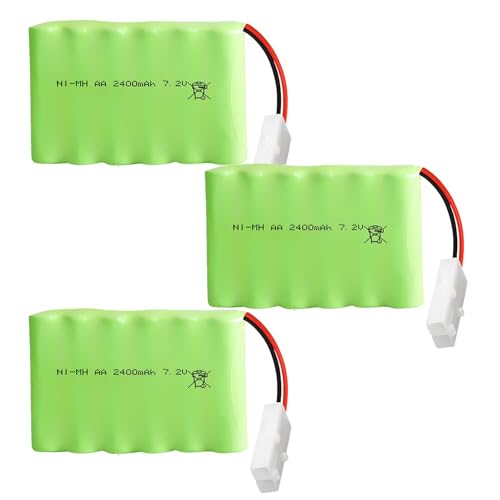 3Pack 7.2V 2400mAh NI-MH RC Battery Pack RC Car Truck Rechargeable Replacement AA Battery Cell KET/2P Plug for RC Toys,Drone,Remote Control Car DIY - size: 3Pack