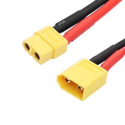 XT60 Parallel Battery Connector Cable, 12AWG XT60 Y Splitter Adapter Cable | 2Pcs XT60 RC Lithium Paralle Power Cord 1FT, 1 Female to 2 Male Y Splitter Adapter Cable, Plug and Play, for RC Multicopter - style: XT60 1 Female to 2 Male Cable