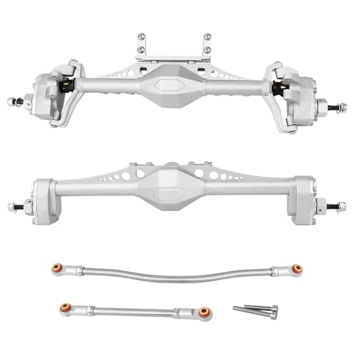 Metal Front and Rear Portal Axle Completes Set with Servo Mount for Axial 1/10 RC Crawler Capra 1.9 UTB AXI03004 AXI03000T1 T2 Buggy F9 Upgrade Parts (Silver) - color: Silver